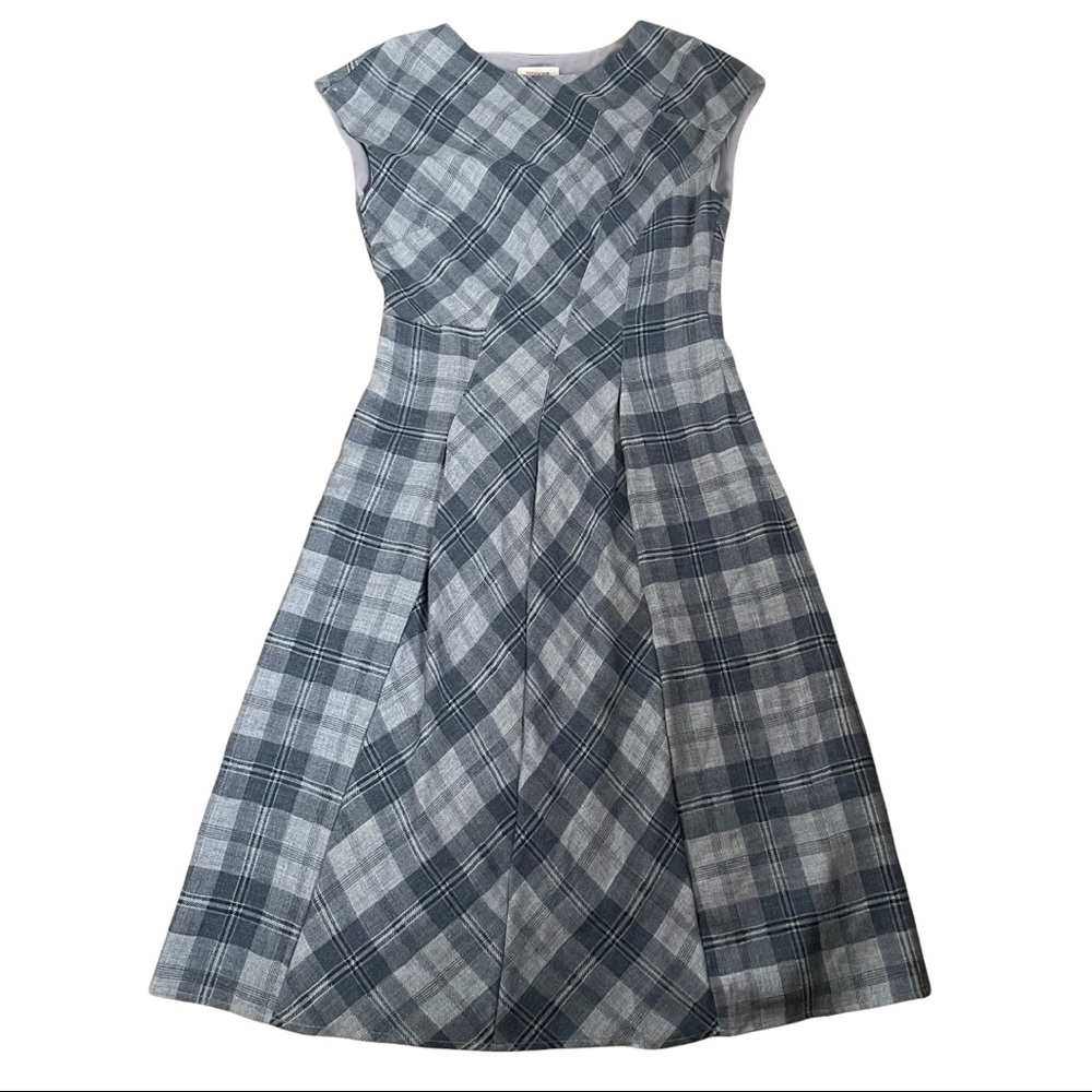 SUNDANCE Wool Falling Waters Dress Plaid Gray MIDI 2